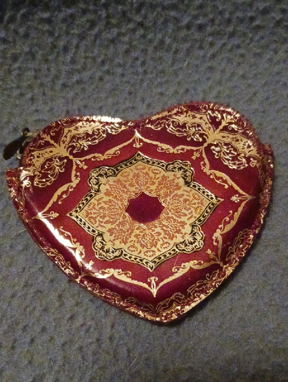 Heart-Shaped Burgundy and Gold Wallet
